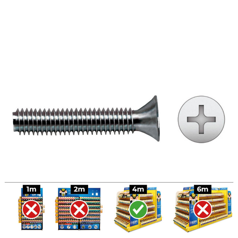 Caja 250 unid. tornillo metrico avellanado phillips din/ref965 ø5x50mm zincado celo Caja 250 unid. tornillo metrico avellanado phillips din/ref965 ø5x50mm zincado celo