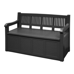 Banco de jardin salzburg color gris oscuro 130 x 60 x 85 cm con cajón de almacenaje 280 l