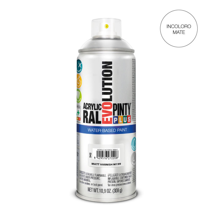 Pintura en spray pintyplus evolution water-based 520 cc m199 barniz mate Pintura en spray pintyplus evolution water-based 520 cc m199 barniz mate