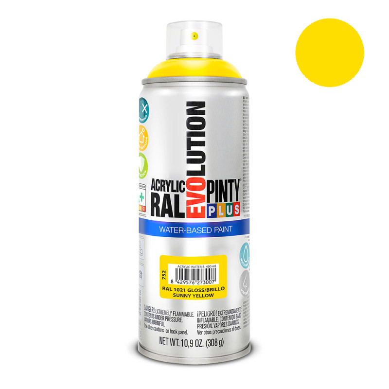 Pintura en spray pintyplus evolution water-based 520 cc ral 1021 amarillo colza Pintura en spray pintyplus evolution water-based 520 cc ral 1021 amarillo colza