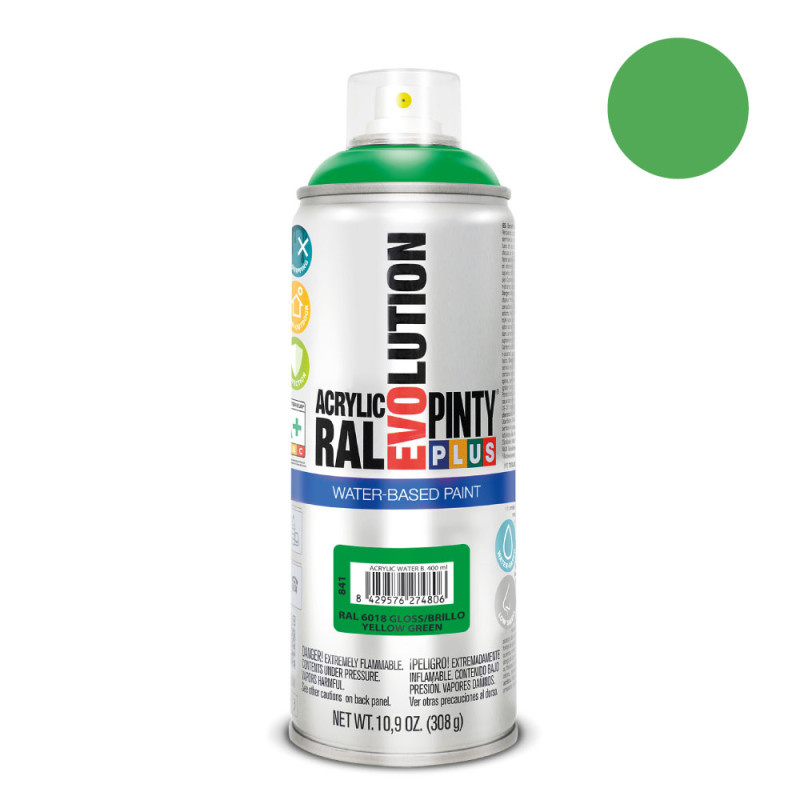 Pintura en spray pintyplus evolution water-based 520 cc ral 6018 verde amarillento Pintura en spray pintyplus evolution water-based 520 cc ral 6018 verde amarillento