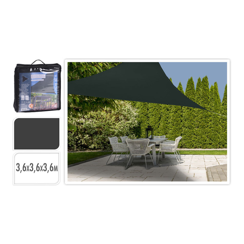 Toldo vela triangulo color gris oscuro 3,6 x 3,6 x 3,6 m Toldo vela triangulo color gris oscuro 3,6 x 3,6 x 3,6 m