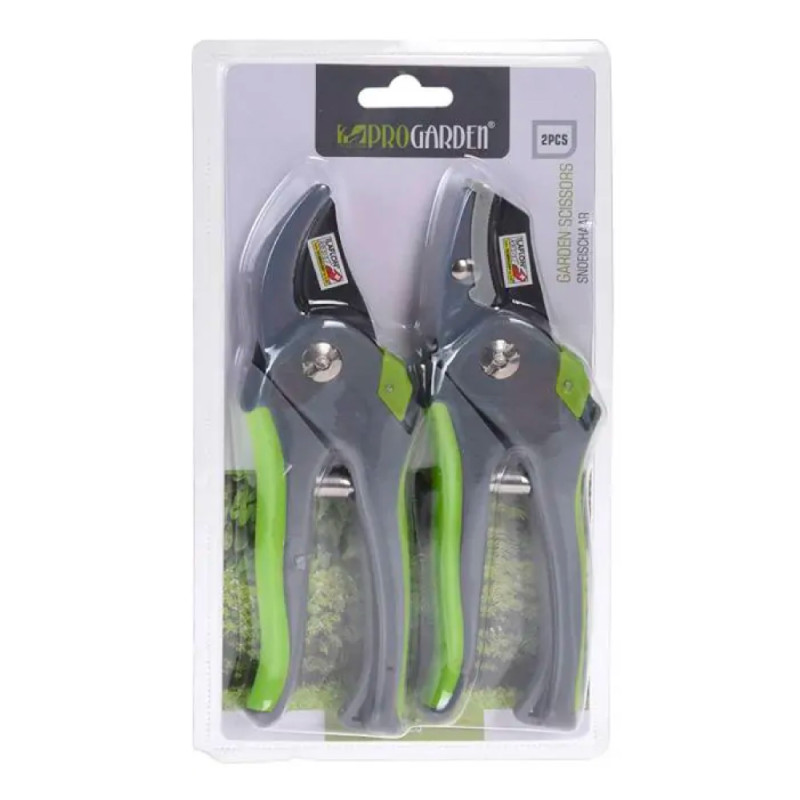 Pack 2 tijeras de poda con mango de plastico verde progarden Pack 2 tijeras de poda con mango de plastico verde progarden