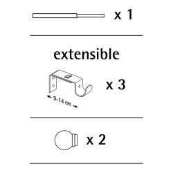 Kit barra cortina baculo extensible de 160 a 300cm plata cintacor - storplanet