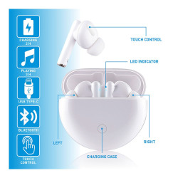 Auriculares earbuds bluetooth con estuche blanco