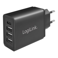 Cargador 27 w con 4 conexiones usb negro