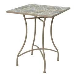 Mesa metalica/mosaico bistro color marron para exterior 58 x 58 x 72 cm