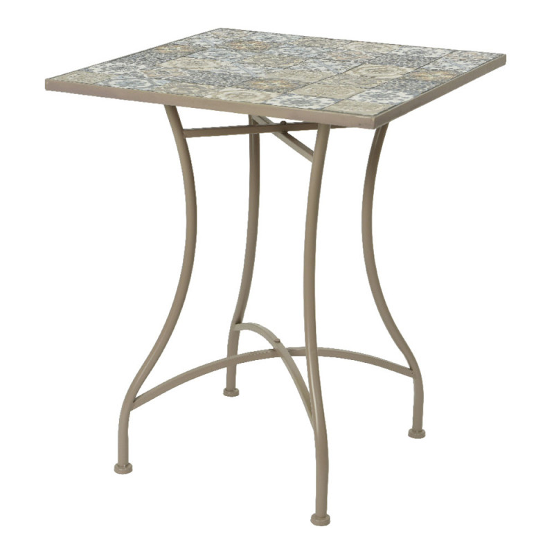 Mesa metalica/mosaico bistro color marron para exterior 58 x 58 x 72 cm Mesa metalica/mosaico bistro color marron para exterior 58 x 58 x 72 cm