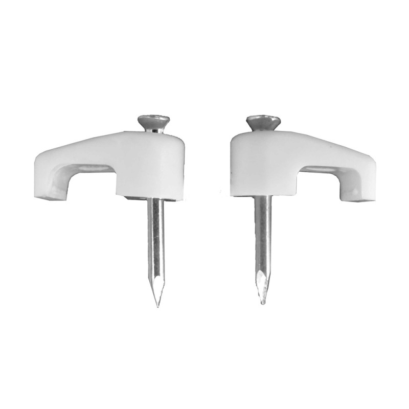 Grapa blanca para cable manguera plana 2x2,5mm n°02 (caja 100 unid.) Grapa blanca para cable manguera plana 2x2,5mm n°02 (caja 100 unid.)