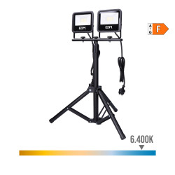 Foco proyector led con tripode black series 2 x 30 w 2 x 2370 lm 6400 k luz fria