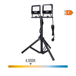 Foco proyector led con tripode black series 2 x 30 w 2 x 2370 lm 4000 k luz dia