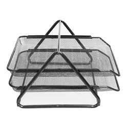 Bandeja sobremesa metálica q-connect rejilla gxa100 negra 2 bandejas 30x35x18,5cm