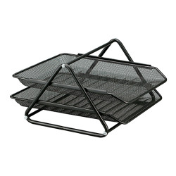 Bandeja sobremesa metálica q-connect rejilla gxa100 negra 2 bandejas 30x35x18,5cm