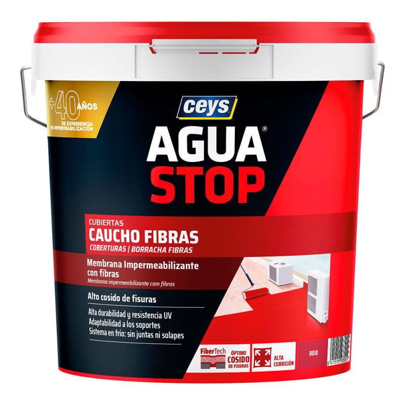 Aguastop caucho fibras rojo 20kg 903305 ceys Aguastop caucho fibras rojo 20kg 903305 ceys