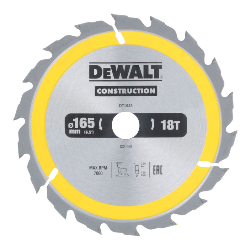 Disco corte ø165x20mm 18t (ac) dt1933-qz dewalt Disco corte ø165x20mm 18t (ac) dt1933-qz dewalt