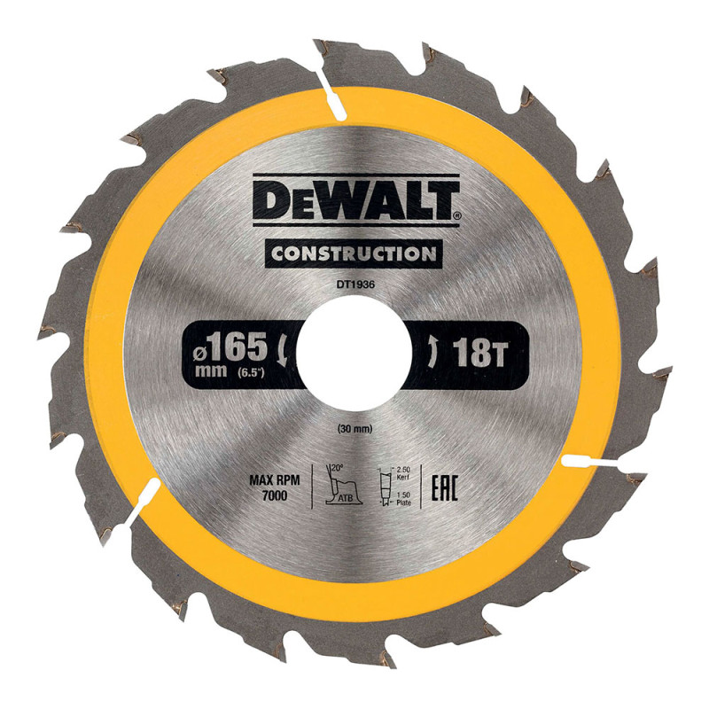 Disco corte ø165x30mm 18t (ac) dt1936-qz dewalt Disco corte ø165x30mm 18t (ac) dt1936-qz dewalt