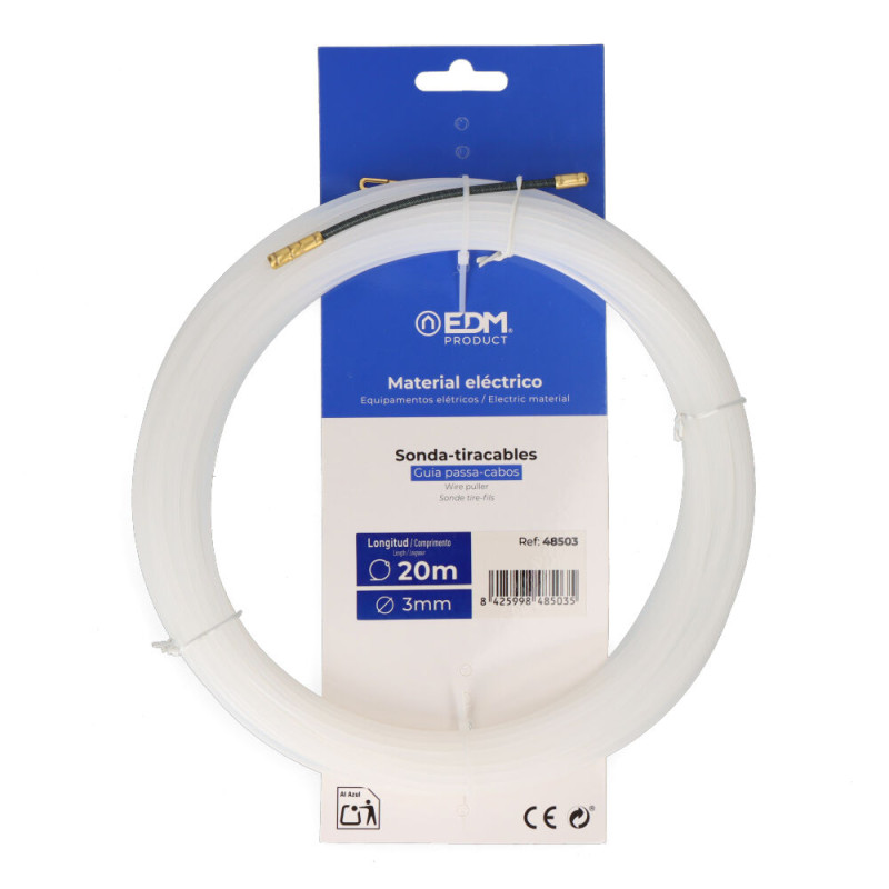 Sonda pasacables guia, nylon, 20 m x 3 mm Sonda pasacables guia, nylon, 20 m x 3 mm