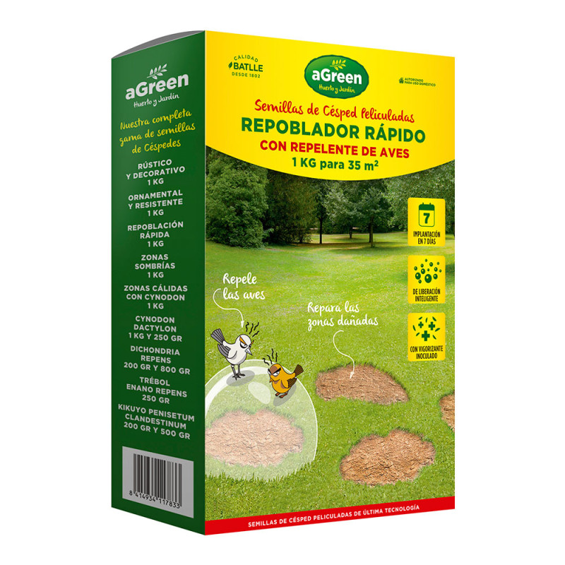 Césped repoblado rapido con repelente para aves 1 kg Césped repoblado rapido con repelente para aves 1 kg