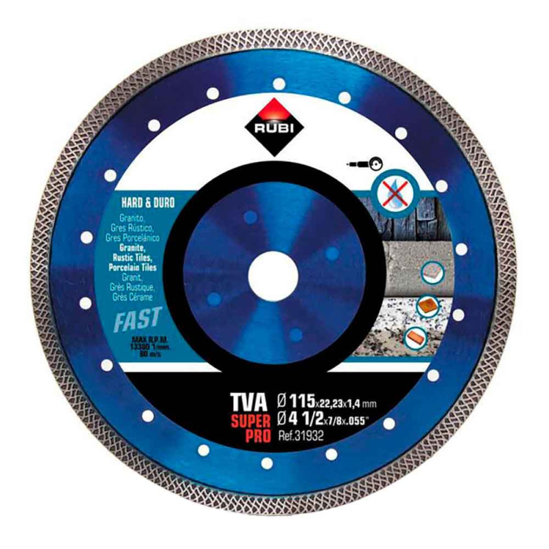 Disco diamantado tva ø115mm superpro 31932 rubi Disco diamantado tva ø115mm superpro 31932 rubi
