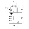 Candado c35s zinc 34,5mm. arco ø4,7mm con combinación ifam
