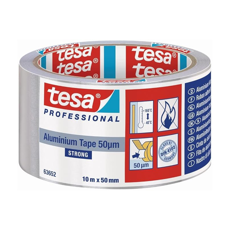 Cinta de aluminio universal. 50 micras 10m x 50mm con protector 63632 tesa Cinta de aluminio universal. 50 micras 10m x 50mm con protector 63632 tesa