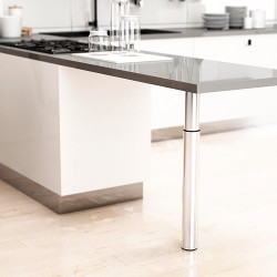 Pata extensible cilíndrica de acero en acabado cromo brillo mod.406e. altura 71/110cm rei