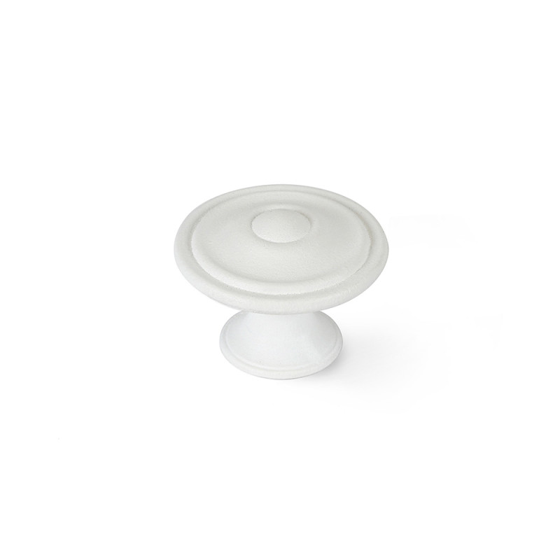 Blister con 4 pomos redondos para mueble fabricado en zamak acabado blanco poro mod.3110 ø35mm rei Blister con 4 pomos redondos para mueble fabricado en zamak acabado blanco poro mod.3110 ø35mm rei