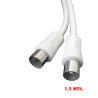 Prolongación tv-video recta 9,5mm 1,5m envasada blanca