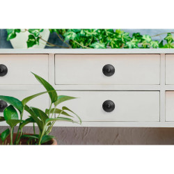 Blister con 4 pomos redondos para mueble fabricado en zamak acabado negro mate mod. 3121 ø30mm rei