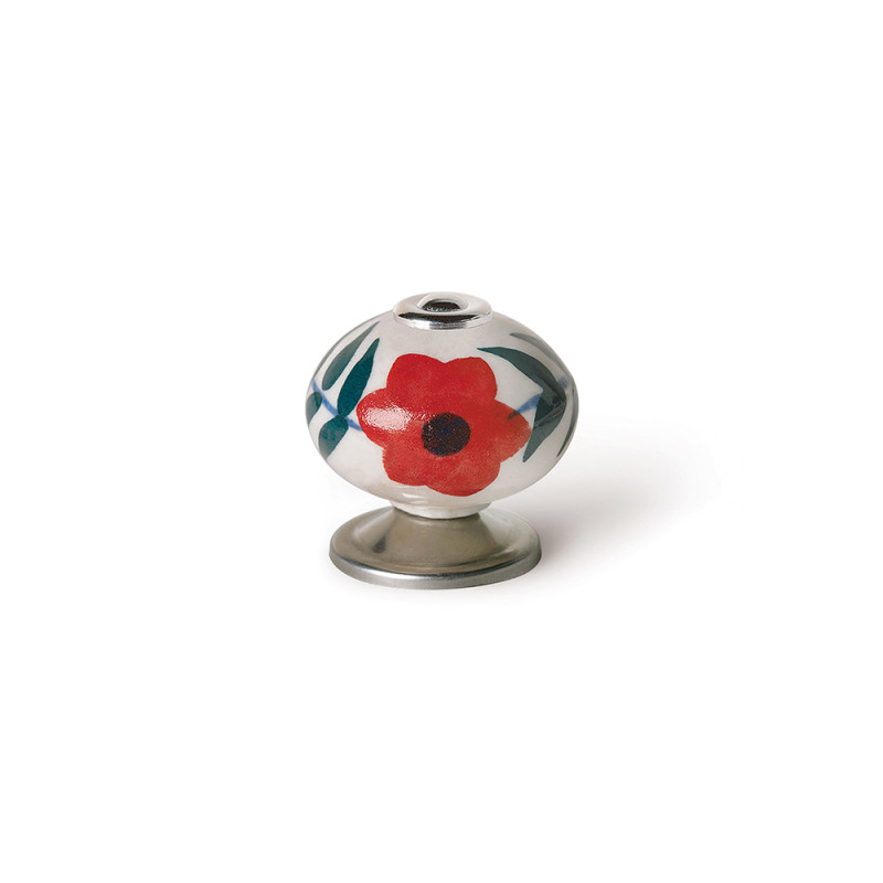 Blister con 4 pomos redondos para mueble fabricado en porcelana acabado flor rojo mod. e500 ø40mm rei Blister con 4 pomos redondos para mueble fabricado en porcelana acabado flor rojo mod. e500 ø40mm rei