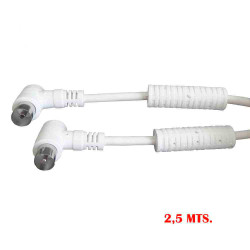 Prolongacion tv-video acodada con filtro 9,5mm - 2,5m blanco