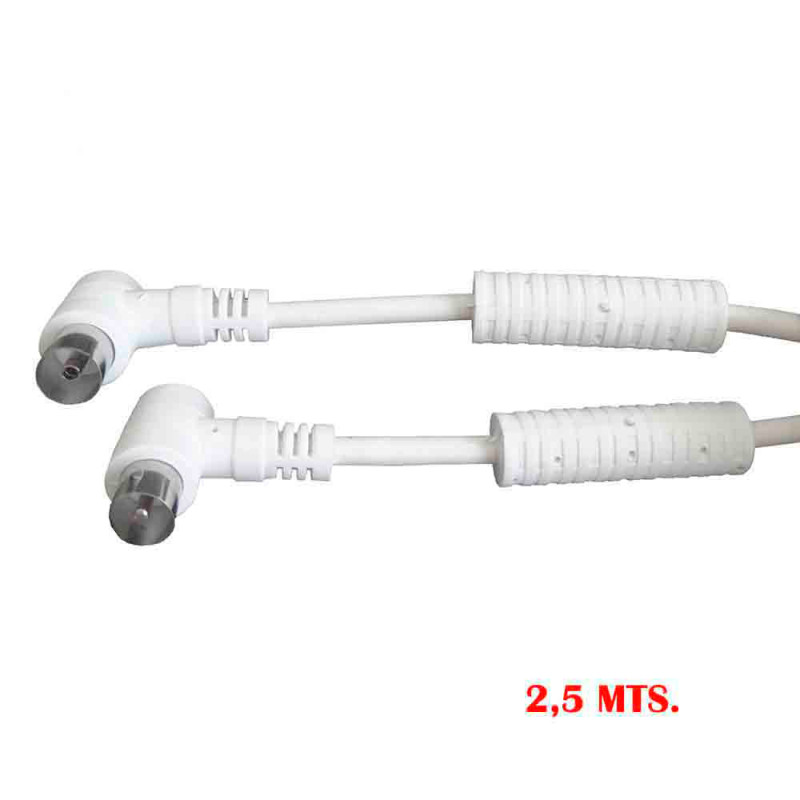 Prolongacion tv-video acodada con filtro 9,5mm - 2,5m blanco Prolongacion tv-video acodada con filtro 9,5mm - 2,5m blanco