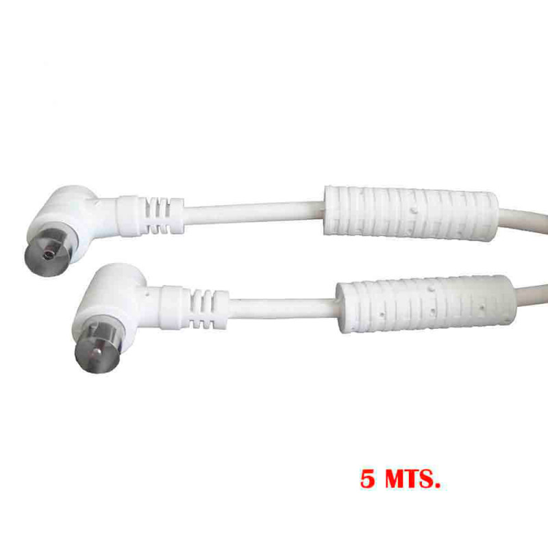 Prolongación tv-video acodada con filtro 9,5mm- 5m blanca Prolongación tv-video acodada con filtro 9,5mm- 5m blanca