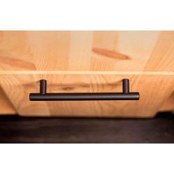 Blister con 4 tiradores de mueble tipo asa fabricado en acero inoxidable acabado negro mate mod. 891h entrepuntos 128mm rei