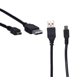 Cable usb tipo a/ macho a mini usb, 1,8m, negro