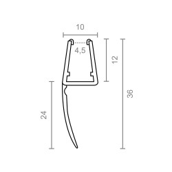 Perfil para mampara con junta 23mm pf8 10,2x36mm tr 18532 micel