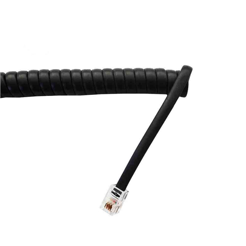 Prolongacion telefonica 4.5m 4 vias macho-macho mini negro rizada Prolongacion telefonica 4.5m 4 vias macho-macho mini negro rizada