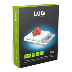 Báscula electronica de cocina, máximo 5kg. blanca con batería recargable