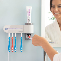 Esterilizador uv de cepillos dentales con soporte y dispensador de dentífrico smiluv innovagoods