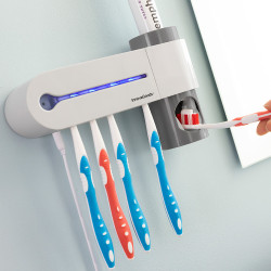 Esterilizador uv de cepillos dentales con soporte y dispensador de dentífrico smiluv innovagoods