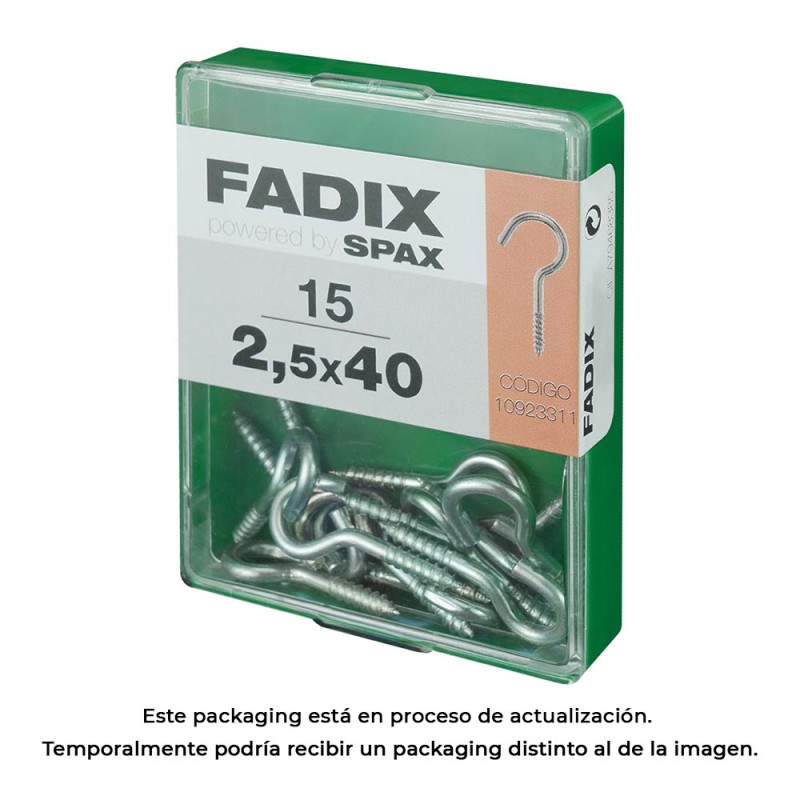 Caja m 15 unid. hembrilla abierta cinc 2,5x40mm fadix Caja m 15 unid. hembrilla abierta cinc 2,5x40mm fadix