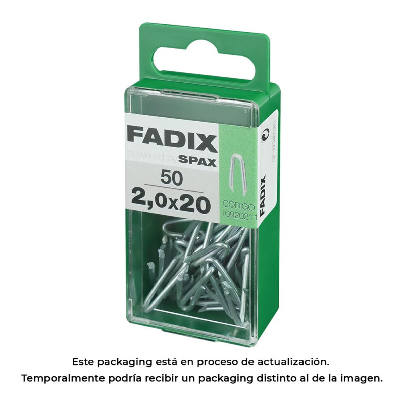 Caja s 50 unid. grampillones cinc 2,0x20mm fadix Caja s 50 unid. grampillones cinc 2,0x20mm fadix