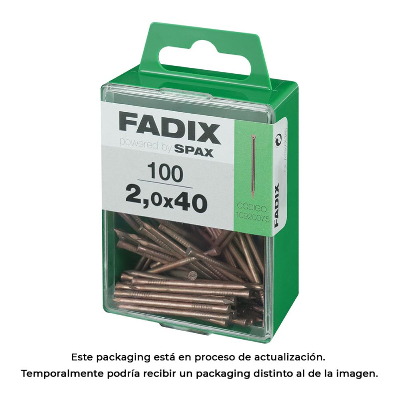Caja m 100 unid. clavo de acero para rodapie 2,0x40mm fadix Caja m 100 unid. clavo de acero para rodapie 2,0x40mm fadix