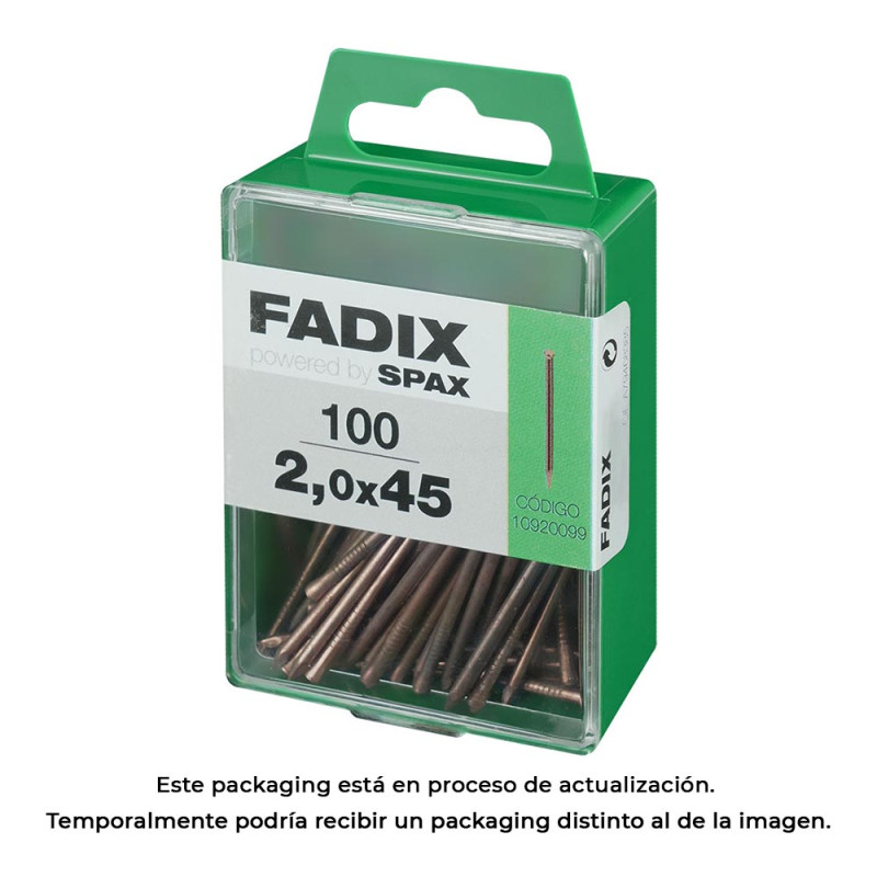 Caja m 100 unid. clavo de acero para rodapie 2,0x45mm fadix Caja m 100 unid. clavo de acero para rodapie 2,0x45mm fadix