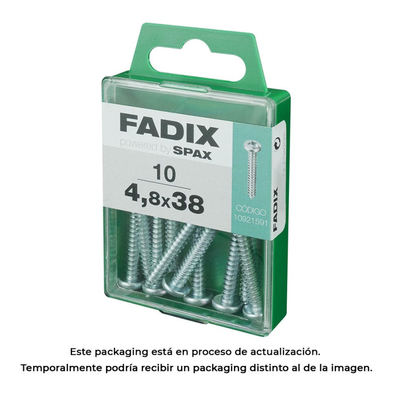 Caja m 10 unid. tornillo rosca chapa cr cinc 4,8x38mm fadix Caja m 10 unid. tornillo rosca chapa cr cinc 4,8x38mm fadix