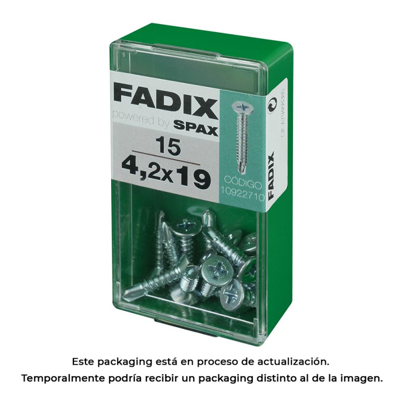Caja s 15 unid. tornillo rosca chapa cp autot. cinc 4,2x19mm fadix Caja s 15 unid. tornillo rosca chapa cp autot. cinc 4,2x19mm fadix