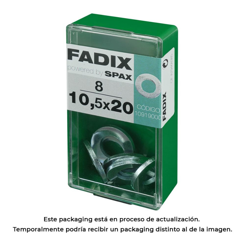 Caja s 8 unid. arandela plana cinc 10,5x20mm fadix Caja s 8 unid. arandela plana cinc 10,5x20mm fadix