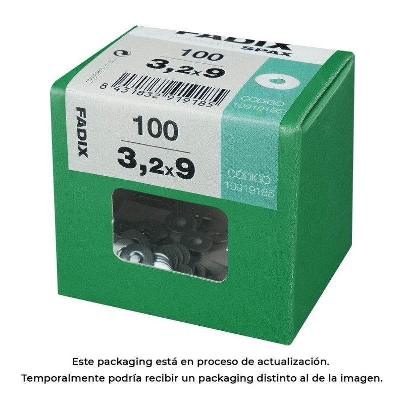 Caja l 100 unid. arandela plana ancha cinc 3,2x9mm fadix Caja l 100 unid. arandela plana ancha cinc 3,2x9mm fadix