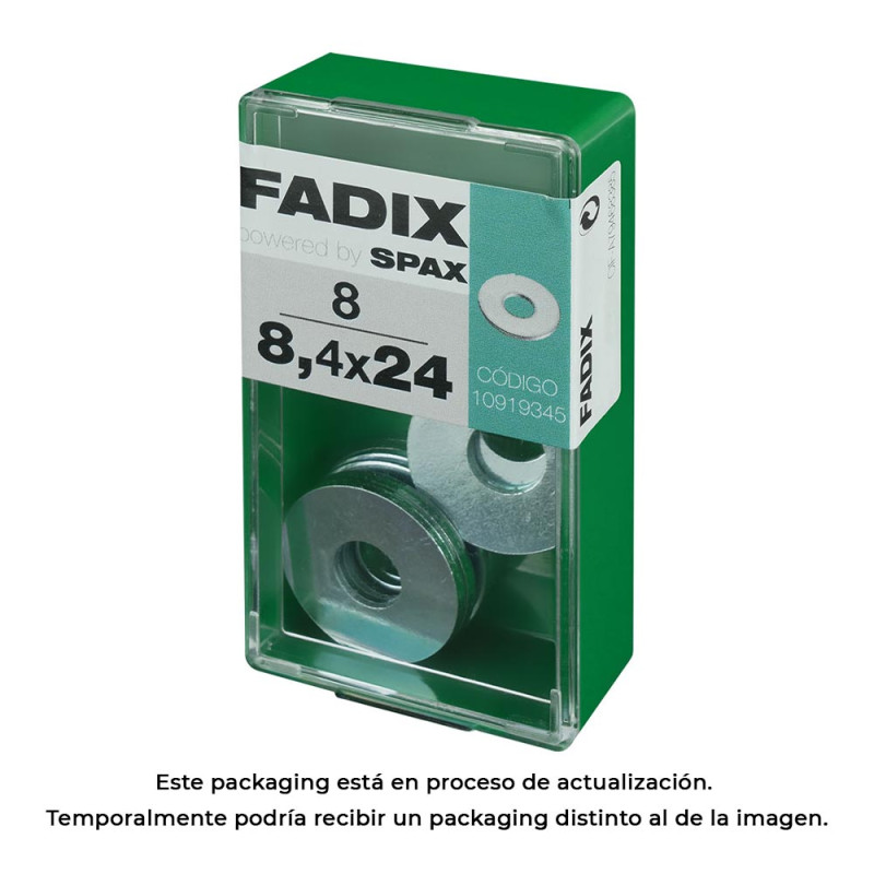 Caja s 8 unid. arandela plana ancha cinc 8,4x24mm fadix Caja s 8 unid. arandela plana ancha cinc 8,4x24mm fadix