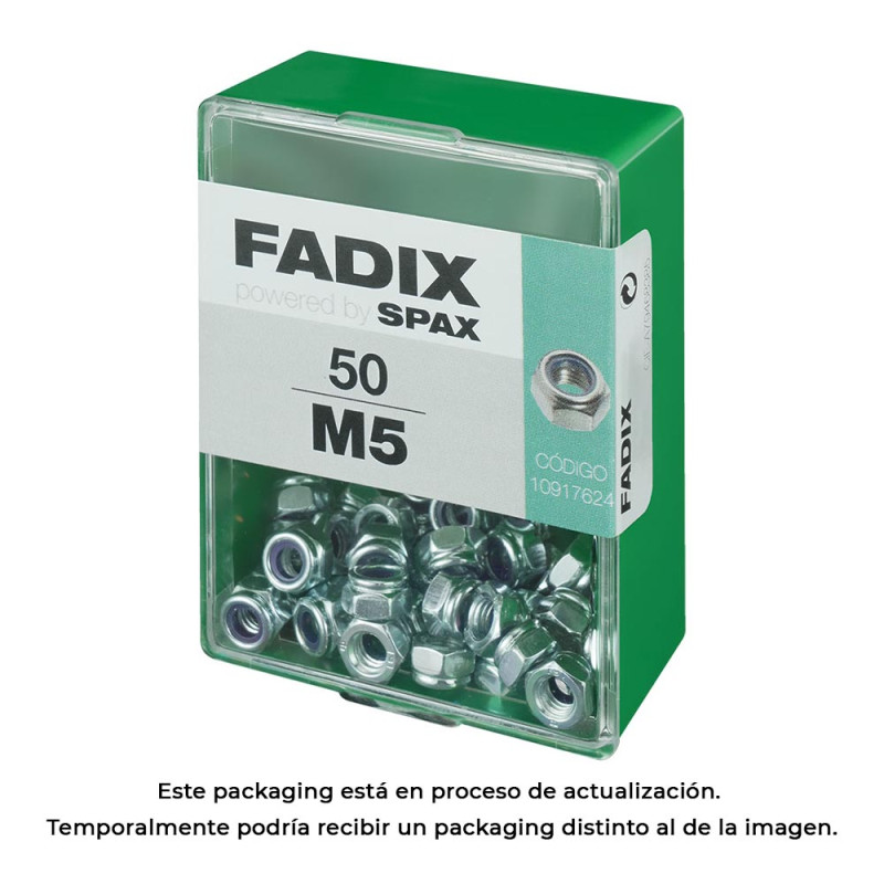 Caja m 50 unid. tuerca con autofreno cinc m 5 fadix Caja m 50 unid. tuerca con autofreno cinc m 5 fadix